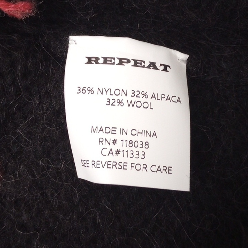 Repeat Womens Sweater Sz XXS Alpaca Wool Black Pink Oversized Warm Winter Fall - Picture 5 of 8